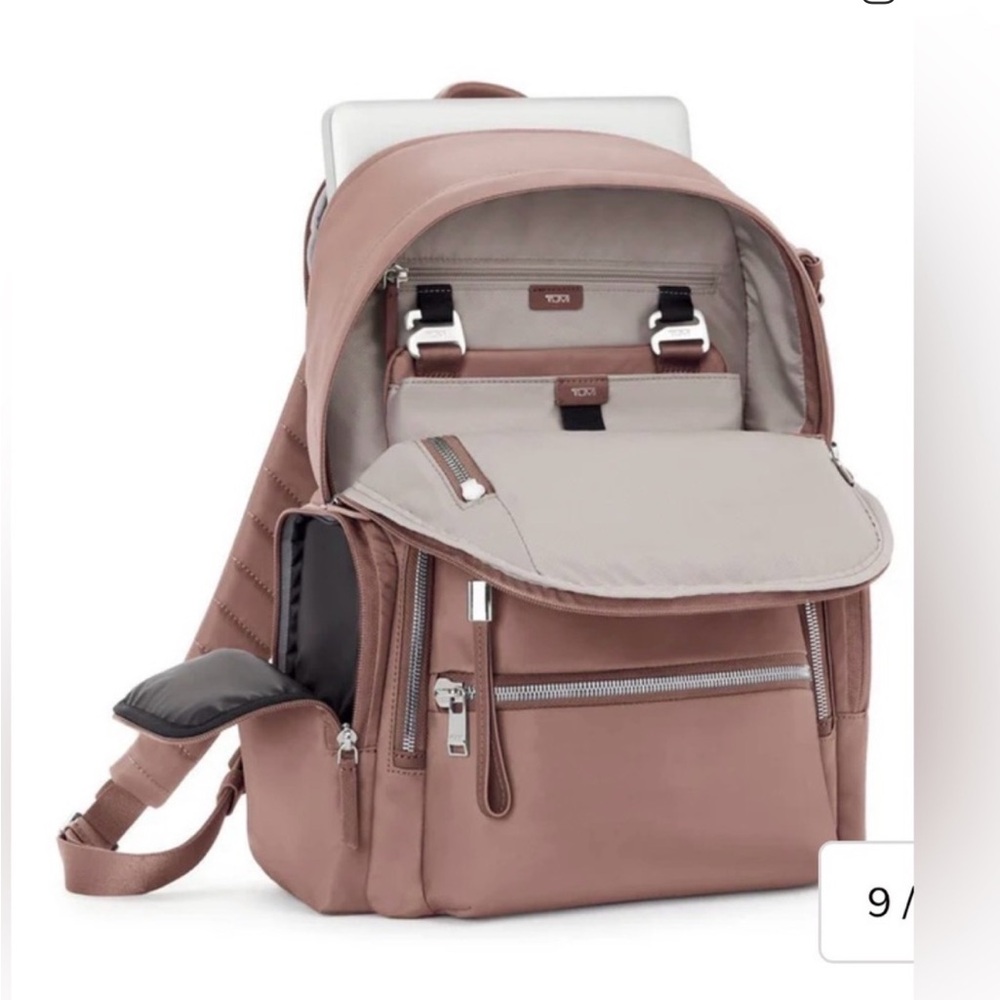 Tumi Celina Rose Backpack with Silver Details Fits 15” Labtop Authentic Tumi - Picture 2 of 15